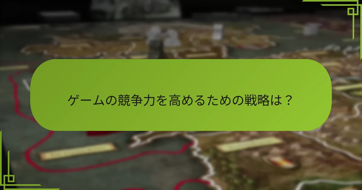 ゲームの競争力を高めるための戦略は？