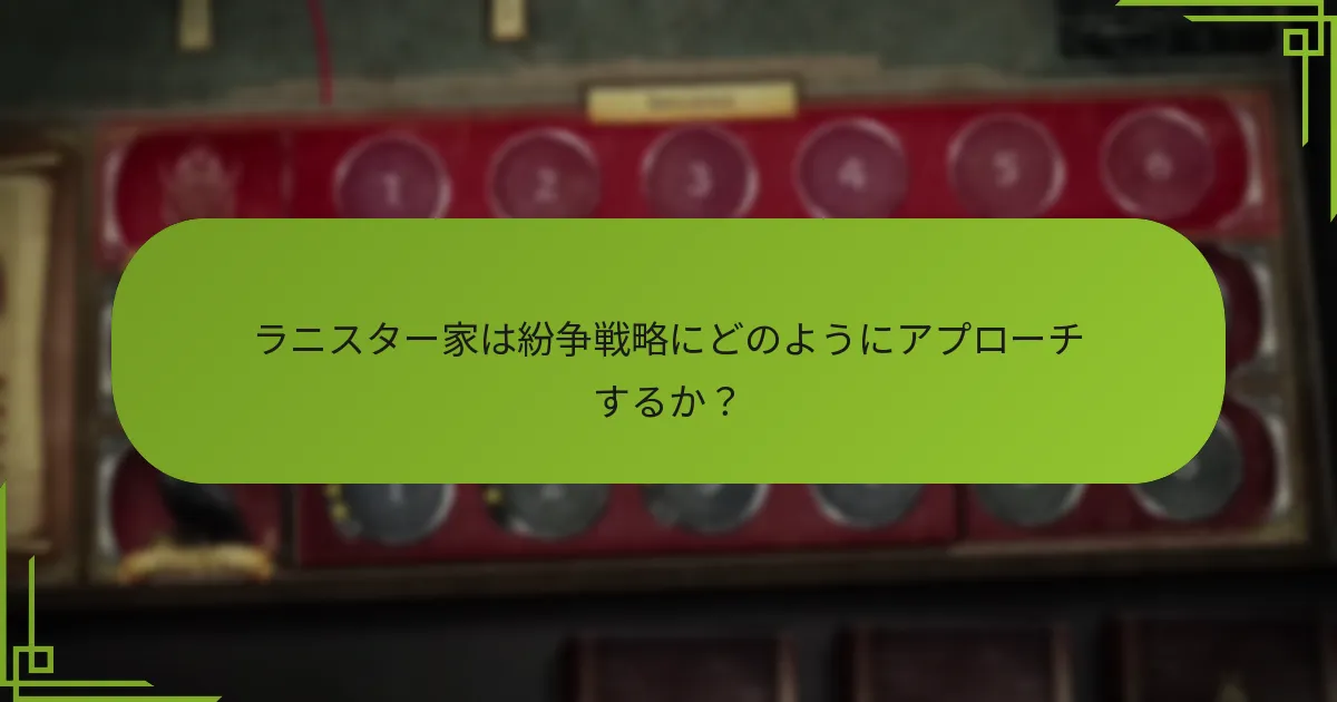 ラニスター家は紛争戦略にどのようにアプローチするか?